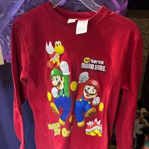 Nintendo Red Super Mario Bros Kids Long Sleeve Shirt